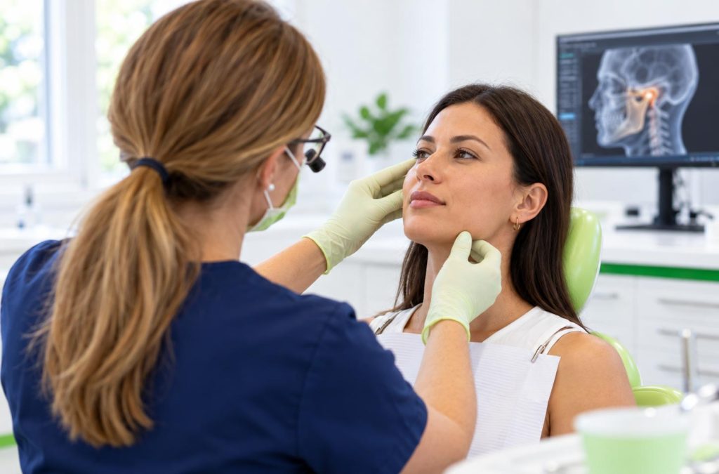 Untersuchung des Kiefergelenks bei einer Patientin